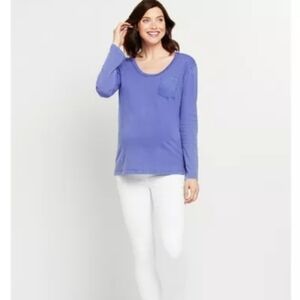 Motherhood Maternity Blue Lived In Pocket Maternity Basic Tee Size Large